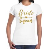Vrijgezellenfeest Bride Squad Cupido goud glitter t-shirt wit dames - Vrijgezellenfeest kleding