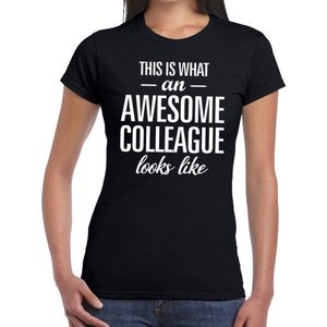 Awesome Colleague tekst t-shirt zwart dames - dames fun tekst shirt zwart