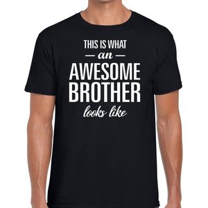Awesome Brother tekst t-shirt zwart heren - heren fun tekst shirt zwart