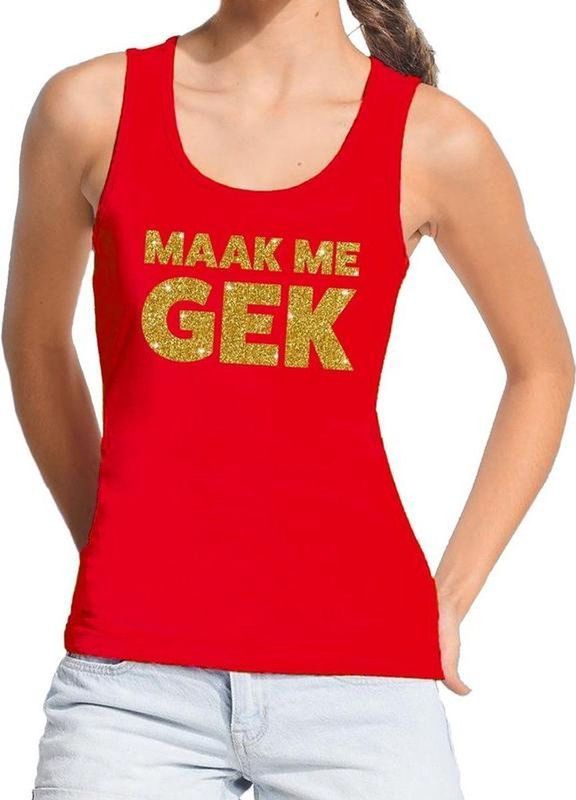 Bellatio Decorations - Tanktop - Rood - Maak me gek - Mouwloos Shirt