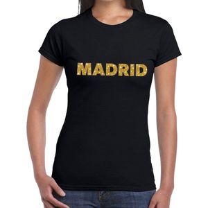Madrid gouden glitter tekst t-shirt zwart dames - dames shirt Madrid