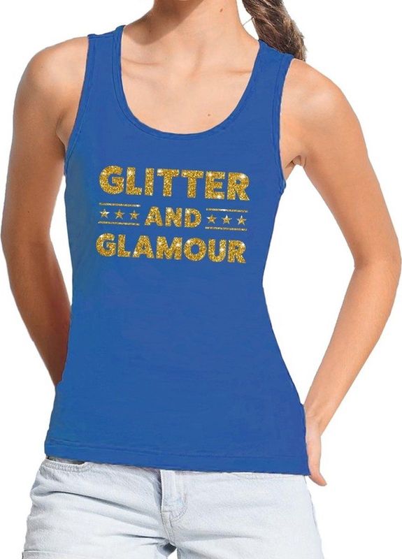 Bellatio Decorations - Glitter and Glamour - Tanktop - Blauw - Mouwloos Shirt