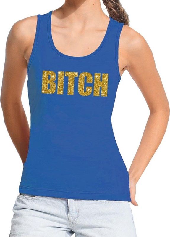 Bitch - Tanktop - Blauw - Mouwloos - Dames