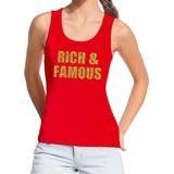 Rich & Famous - Glitter Tekst Tanktop - Rood - Dames Singlet