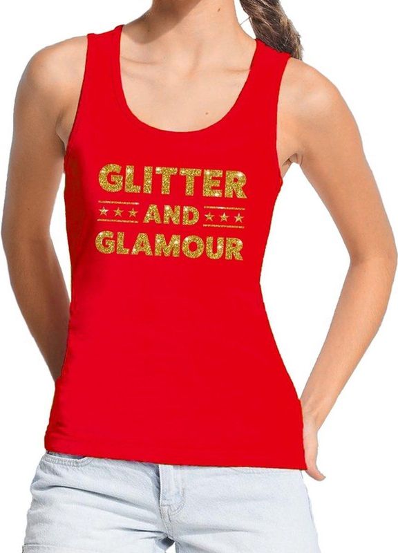 Glitter and Glamour - Tanktop - Rood - Mouwloos - Dames