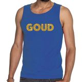 Bellatio - Decorations - Tanktop - Blauw - Glitter Tekst - Foute Party/Carnaval