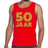 Bellatio Decorations - 50 Jaar - Singlet - Rood - 100% Katoen