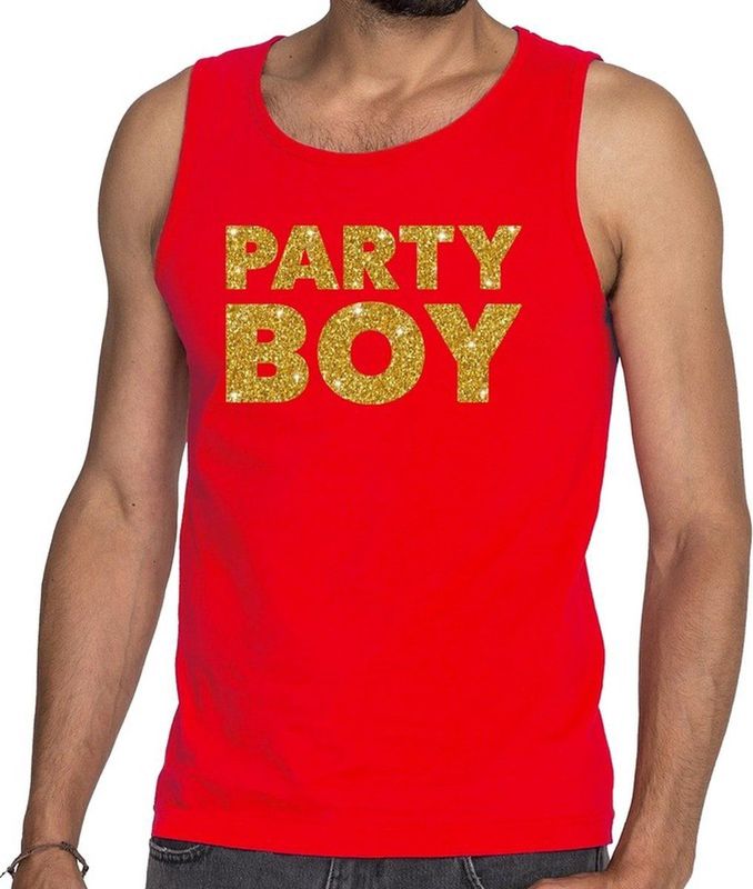 Bellatio Decorations - Party Boy - Singlet - Rood - Katoen