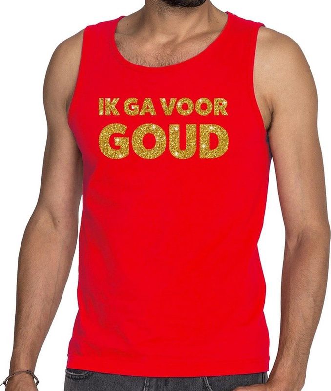 Bellatio Decorations - Ik ga voor Goud - Tanktop - Rood - Mouwloos Shirt