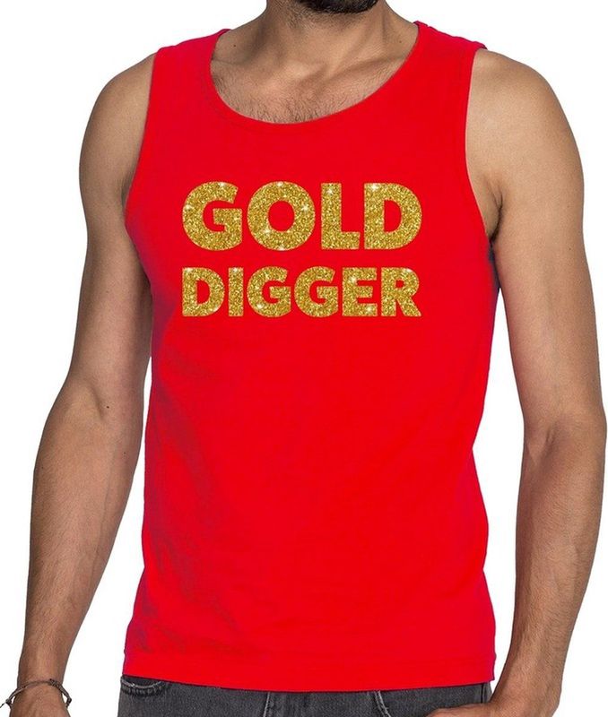 Bellatio Decorations - Gold Digger - Singlet - Rood - Katoen