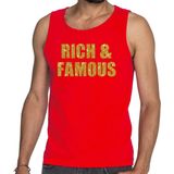 Rich and Famous - Tanktop - Rood - Heren - Glitter Tekst