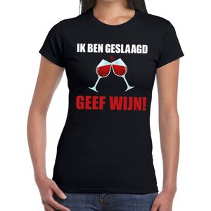 Ik ben geslaagd geef wijn t-shirt zwart dames - Geslaagd afgestudeerd cadeau