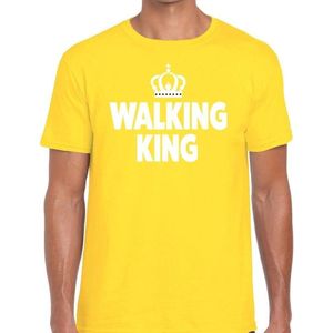 Walking King t-shirt geel heren - feest shirts heren - wandel/avondvierdaagse kleding