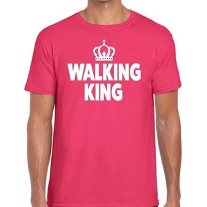 Avondvierdaagse shirt Walking King roze voor heren - Feestshirts