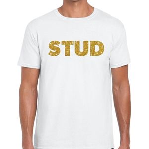 Stud goud tekst fun t-shirt wit voor heren