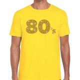80's goud glitter tekst t-shirt geel heren - Jaren 80 Eighties kleding