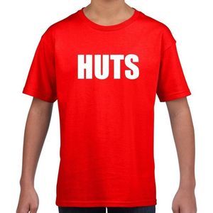 HUTS tekst t-shirt rood kids -  feest shirt HUTS voor kids