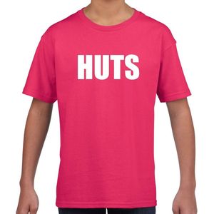 HUTS tekst t-shirt roze kids - feest shirt HUTS voor kids 110 116