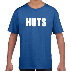 HUTS tekst t-shirt blauw kids - feest shirt HUTS voor kids 134 140