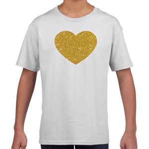 Gouden hart t-shirt wit kids - kids shirt Gouden hart 146/152