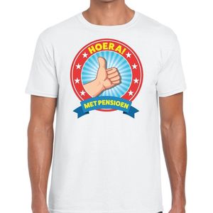 Hoera met pensioen wit t-shirt voor heren - wit pensioen shirt