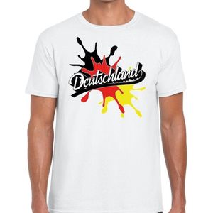 Deutschland/Duitsland t-shirt spetter wit voor heren  - Feestshirts