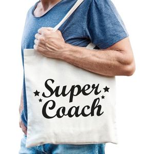 Katoenen cadeau tasje super coach - Feest Boodschappentassen