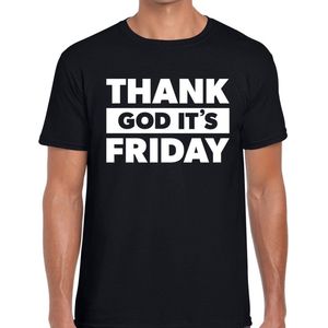 Thank god it is friday tekst t-shirt zwart heren - heren shirt Thank god it's friday