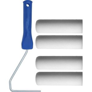 Verfbeugel Voor Latex- en Lakrollers 10 cm - Inclusief 4 Stuks Lakrollers Extra Fijn