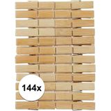 144x Houten wasknijpers 7 cm - Knijpers/wasspelden