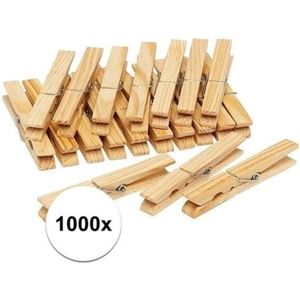 1000x Houten wasknijpers / wasgoedknijpers 7 cm - Knijpers