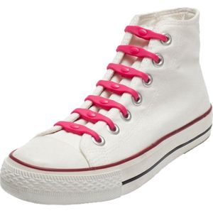 14x Roze schoenveters elastisch/elastiek siliconen