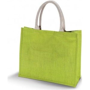 Jute Lime Groene Shopper/Boodschappen Tas 42 cm