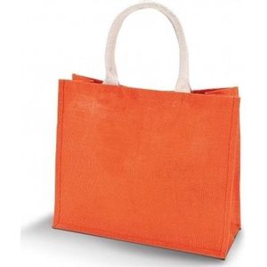 Jute oranje shopper/boodschappen tas 42 cm