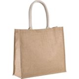 Jute naturel/beige shopper/boodschappen tas 42 cm - Stevige boodschappentassen/shopper bag
