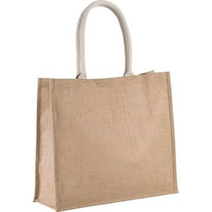 Jute naturel/beige shopper/boodschappen tas 42 cm - Stevige boodschappentassen/shopper bag