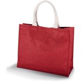 Jute rode shopper/boodschappen tas 42 cm - Stevige boodschappentassen/shopper bag