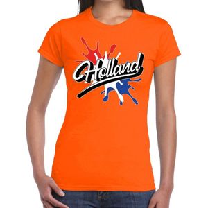 Holland landen t-shirt spetter oranje voor dames - supporter landen kleding Nederland