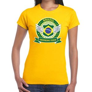 Bellatio Decorations - Brazil Drinking Team T-shirt - Geel - Dames