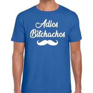Adios bitchachos tekst t-shirt blauw heren - blauw heren fun shirt Adios bitchachos