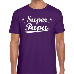 Super papa t-shirt paars voor heren - paars super papa cadeaushirt - vaderdag shirt