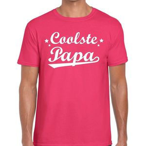 Coolste papa t-shirt roze voor heren - roze coolste papa cadeaushirt - vaderdag shirt