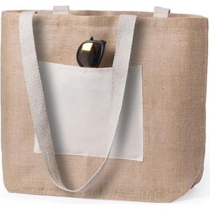 Jute/katoenen naturel shopper/boodschappentas 48 cm - Boodschappentassen