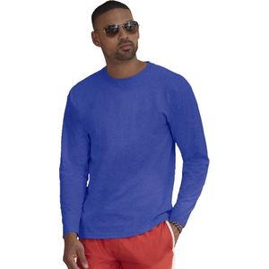 Fruit of the Loom - T-shirt Lange Mouwen - Blauw - Katoen - Regular Fit