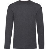 Fruit of the Loom - T-shirt Lange Mouwen - Heren - Antraciet - Katoen - Regular Fit - Ronde Hals
