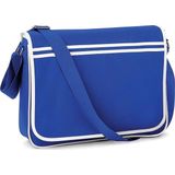 Retro schoudertas/aktetas blauw/wit 40 cm voor dames/heren - Schooltassen/laptop tassen met schouderband