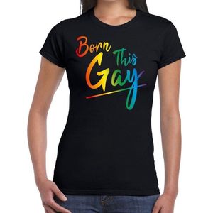 Born this Gay pride t-shirt zwart voor dames - Feestshirts