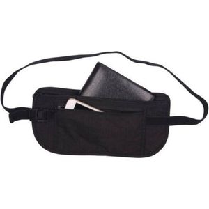 Money belt heuptasje - zwart - 29 x 13 cm - plat - reisportemonnee