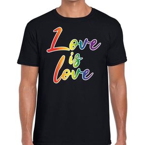 Love is love gay pride t-shirt zwart voor heren - Feestshirts