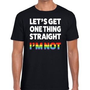 Lets get one thing straight gay pride shirt zwart heren - Feestshirts